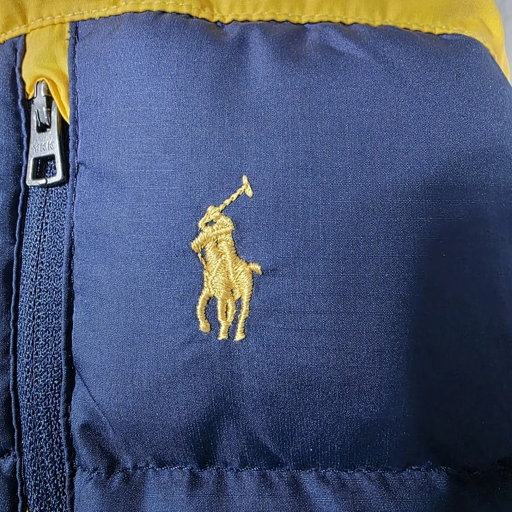 Polo Ralph Lauren Kids reversible puffer vest blue and yellow color-block Sz 5
